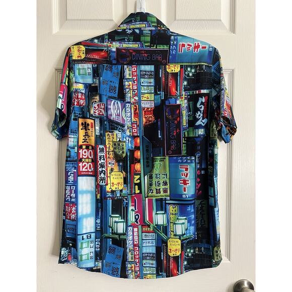 JUST ATTITUDE Graphic Tokyo Shinjwku Nights Button Down Shirt - Picture 8 of 15